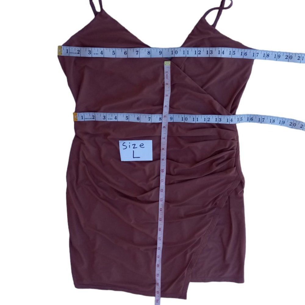 LUMIERE Ruched Cinch bodycon brown mini dress sz XS, S, M, L NWT - Picture 15 of 15